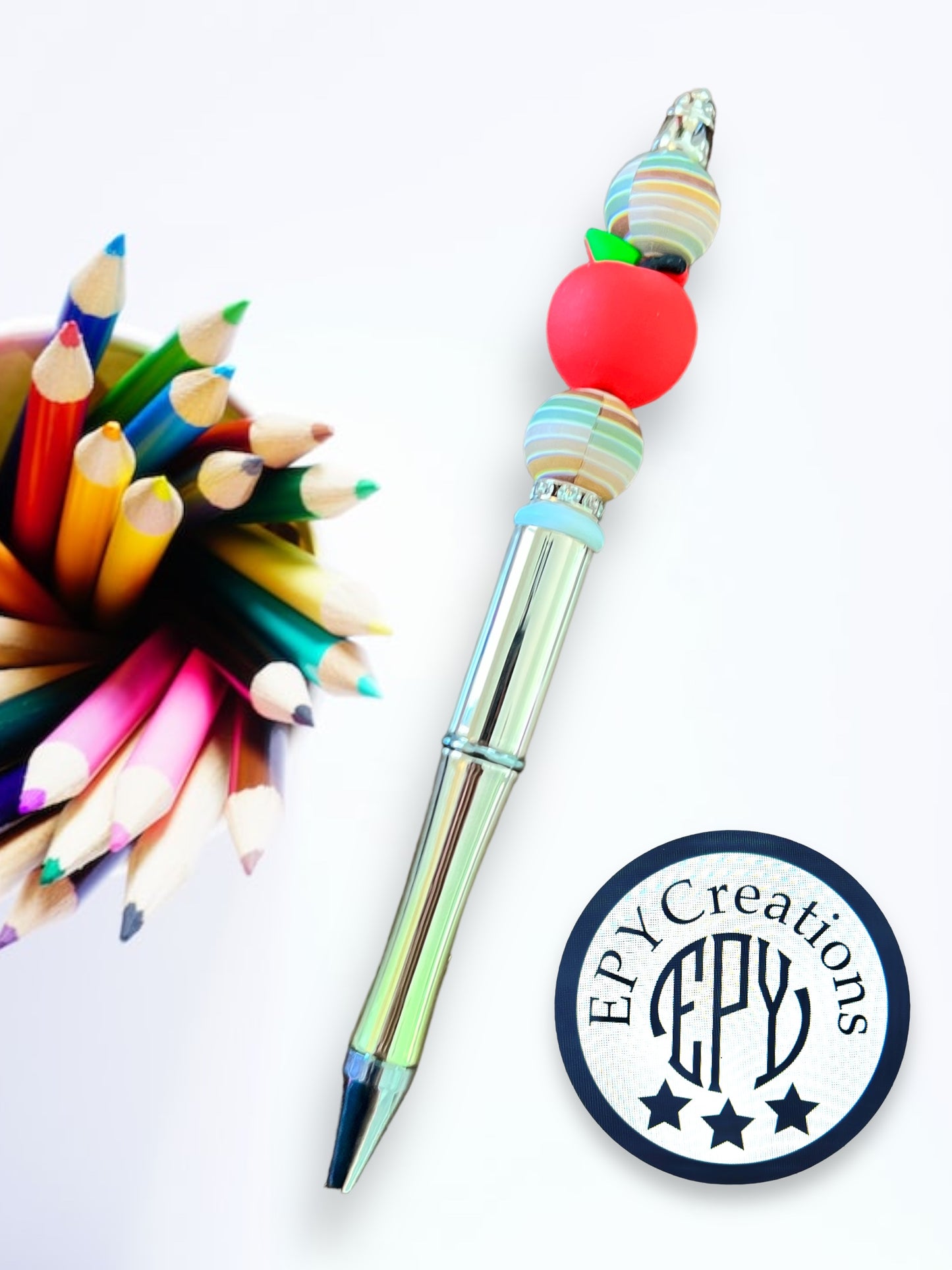 Teacher Beaded Pens-Apple