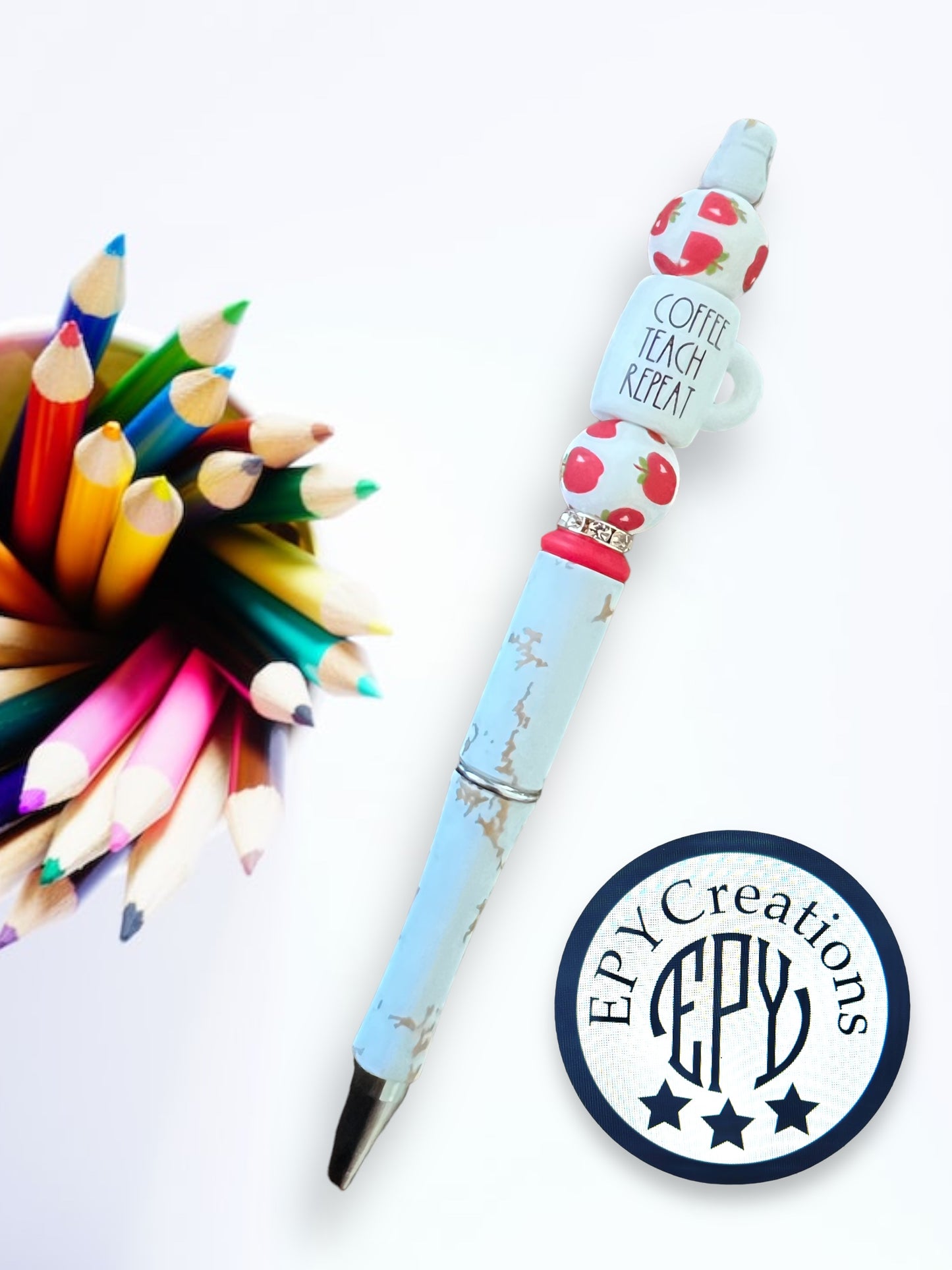 Teacher Beaded Pens-Coffee