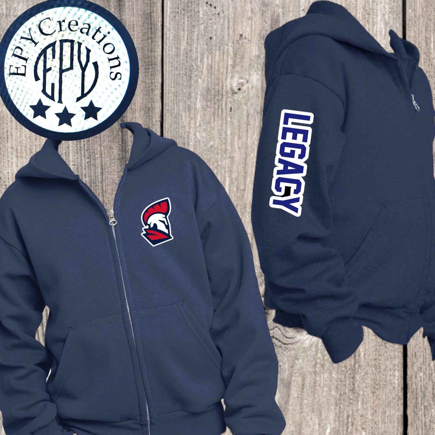 LTS Spartan Legacy Sleeve Zip Up Hoodie Blue