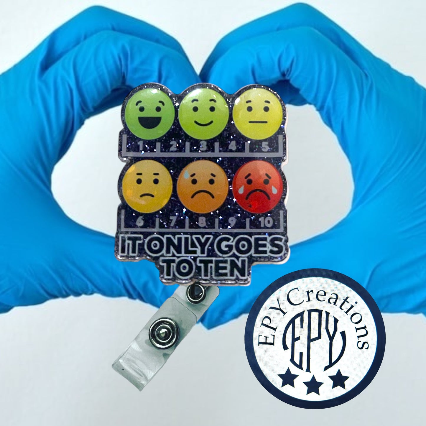 Pain Scale Only Goes to Ten Acrylic Badge Reel