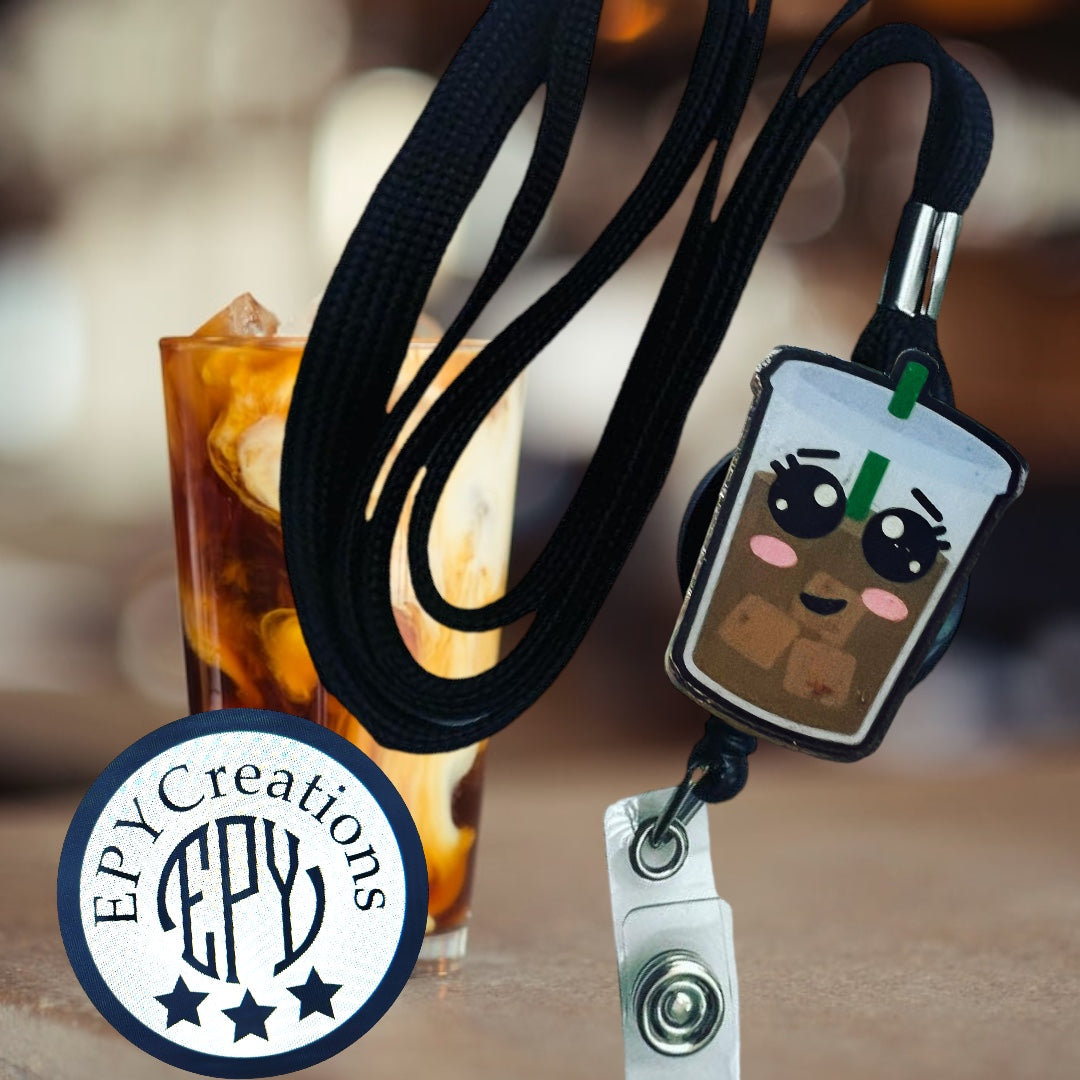Iced Coffee Acrylic Badge Reel