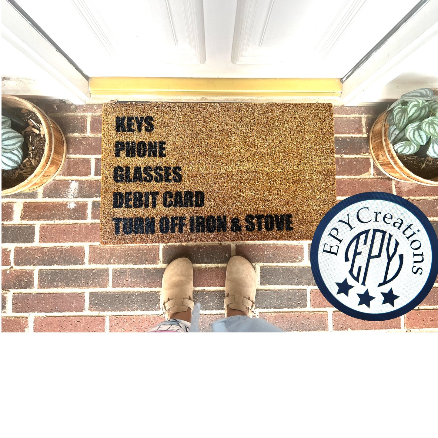 Checklist: Keys, Phone, Glasses, Debit Card, Turn Off Iron and Stove Mat