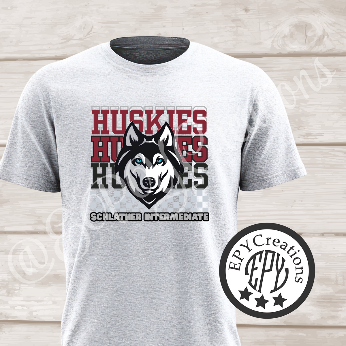 Huskies Checkered Design Tees- Schlather