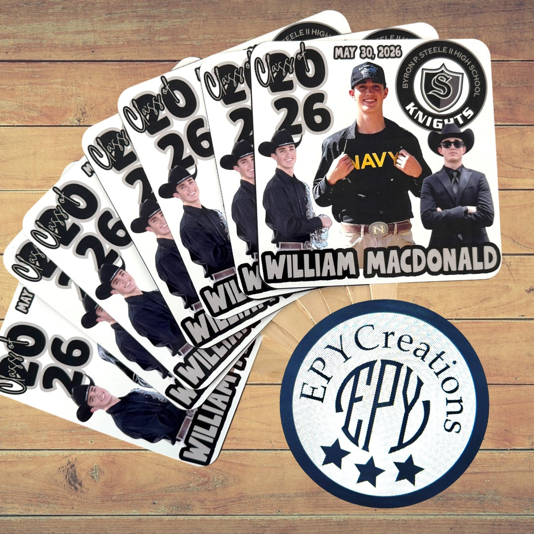 Custom 7.2 x 7.2 in Paper Fans (Graduation, Parties, Celebrations, etc.)