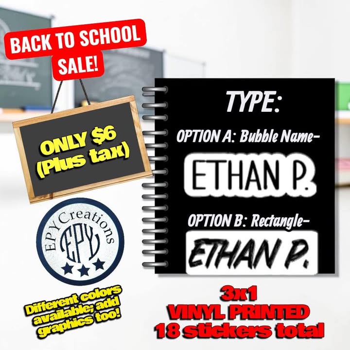 Custom School Vinyl Stickers / Labels