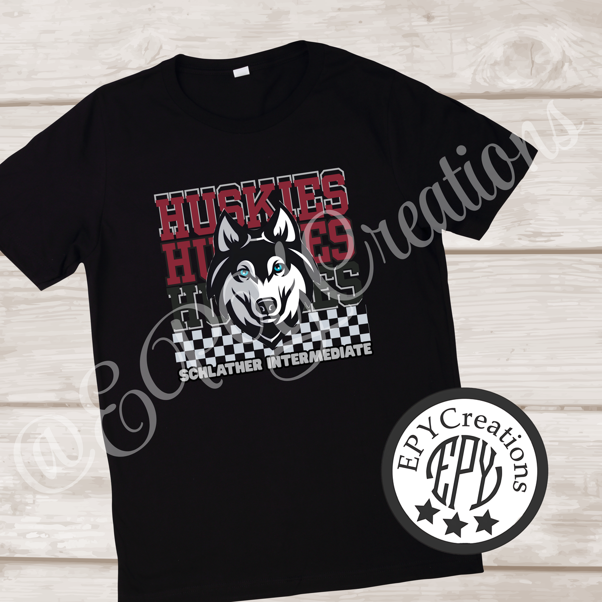 Huskies Checkered Design Tees- Schlather