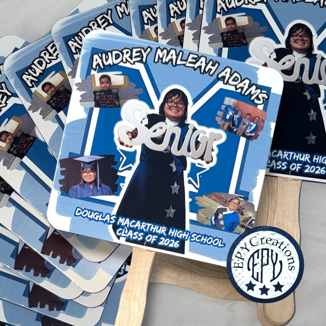 Custom 7.2 x 7.2 in Paper Fans (Graduation, Parties, Celebrations, etc.)