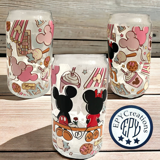 Mouse Snacks Glass Cup with Glass Straw