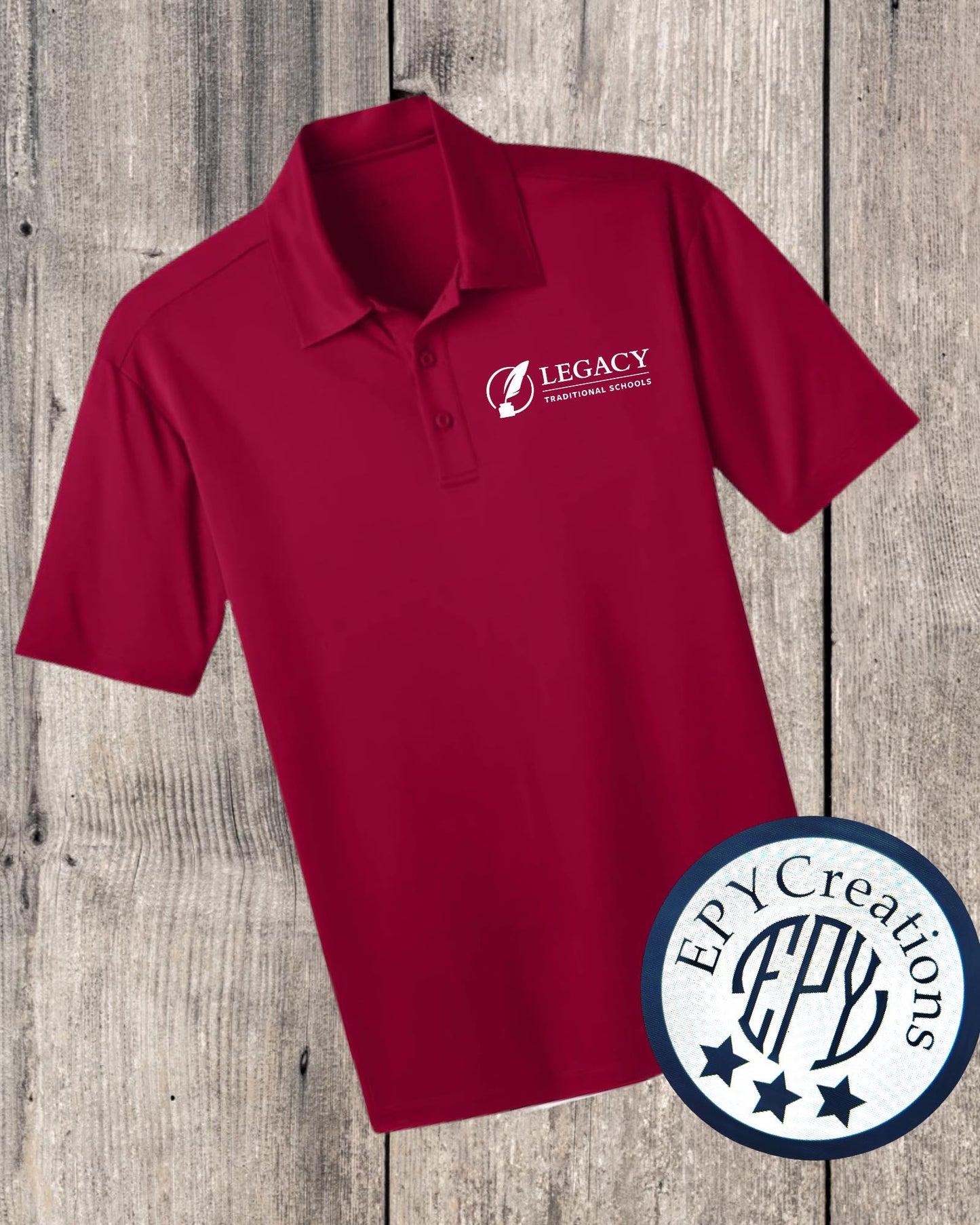 LTS Legacy Logo Polo ADULT- Red, Maroon, & Blue/ White Logo