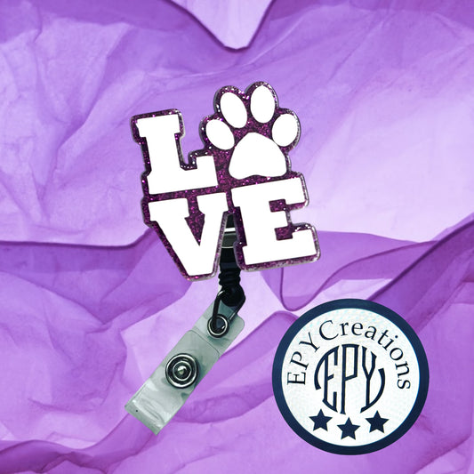 LOVE Pawprint Acrylic Badge Reel