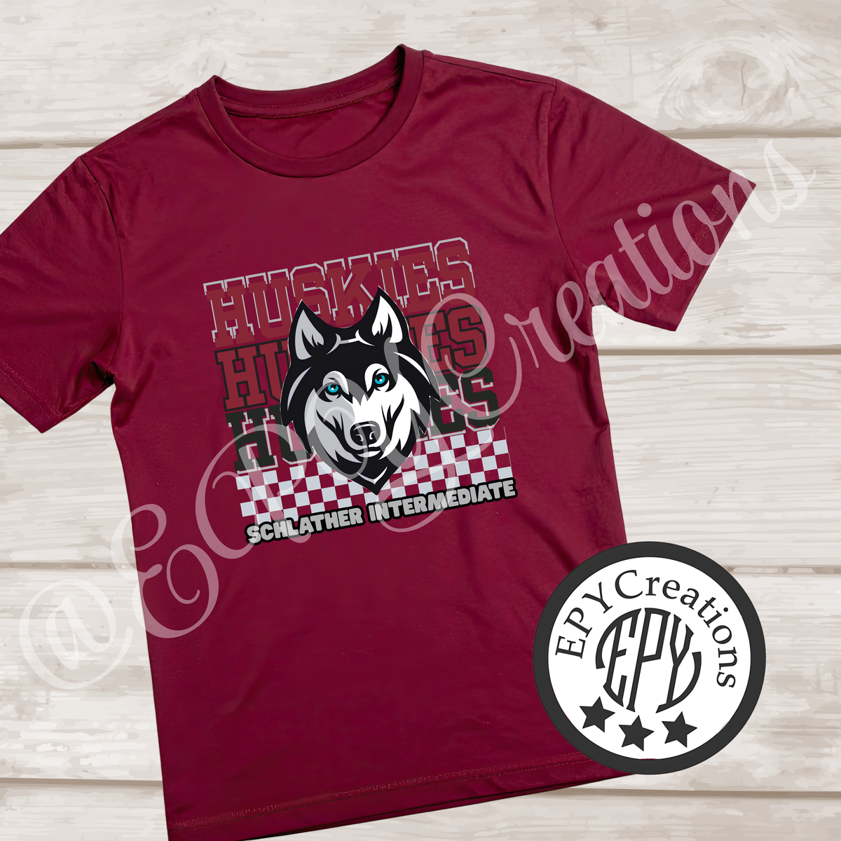 Huskies Checkered Design Tees- Schlather