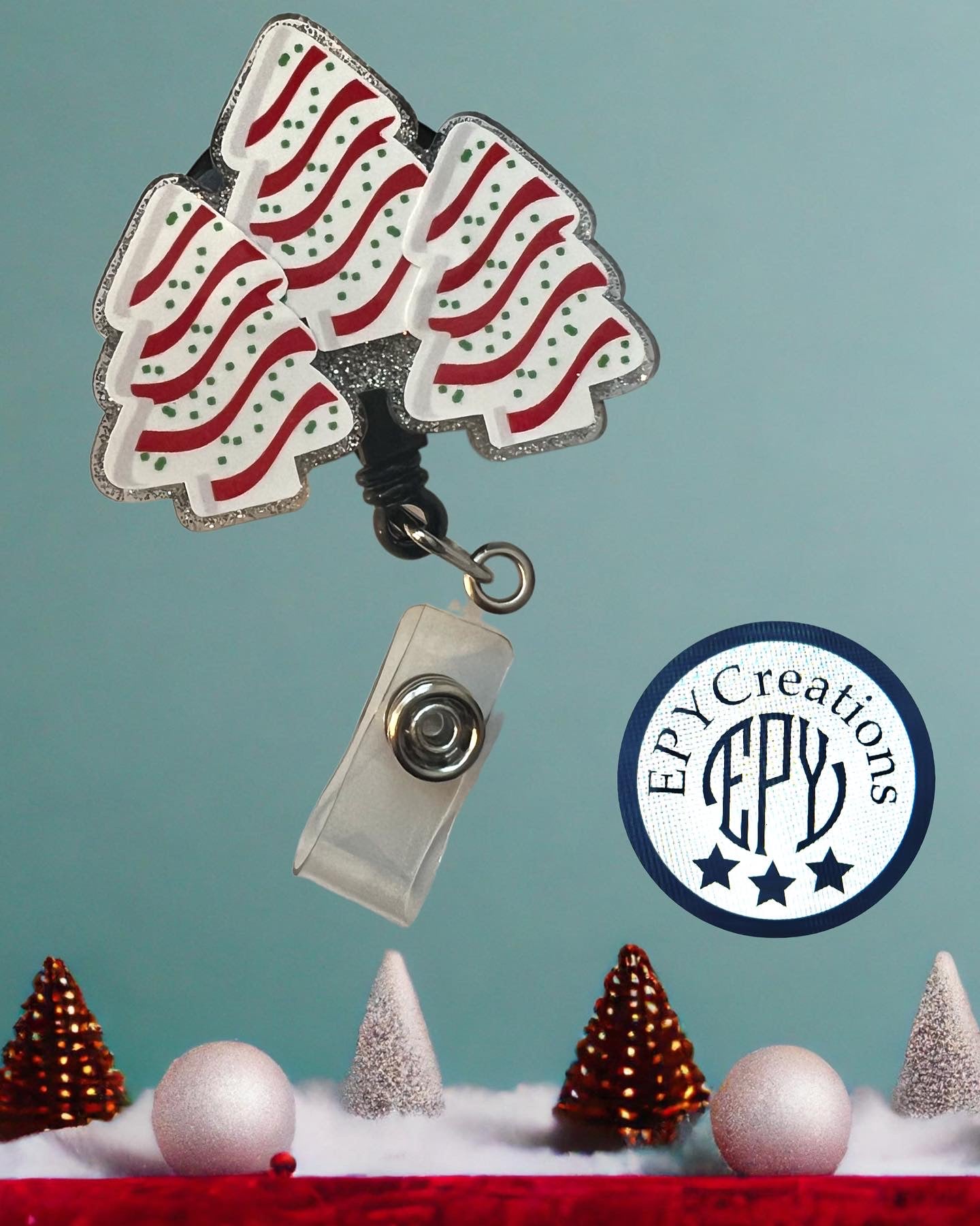 Triple Cake Trees 2in Acrylic Badge Reel