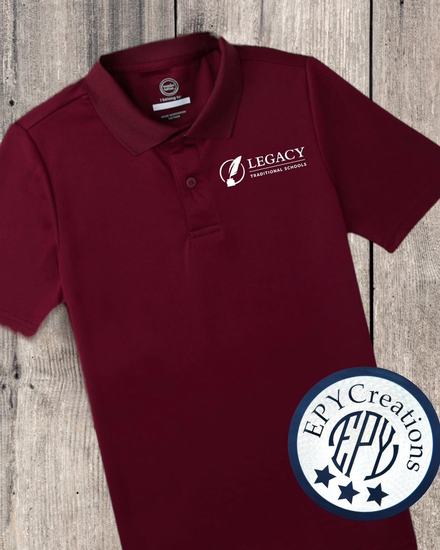 LTS Legacy Logo Polo YOUTH- Red, Maroon, & Blue/ White Logo