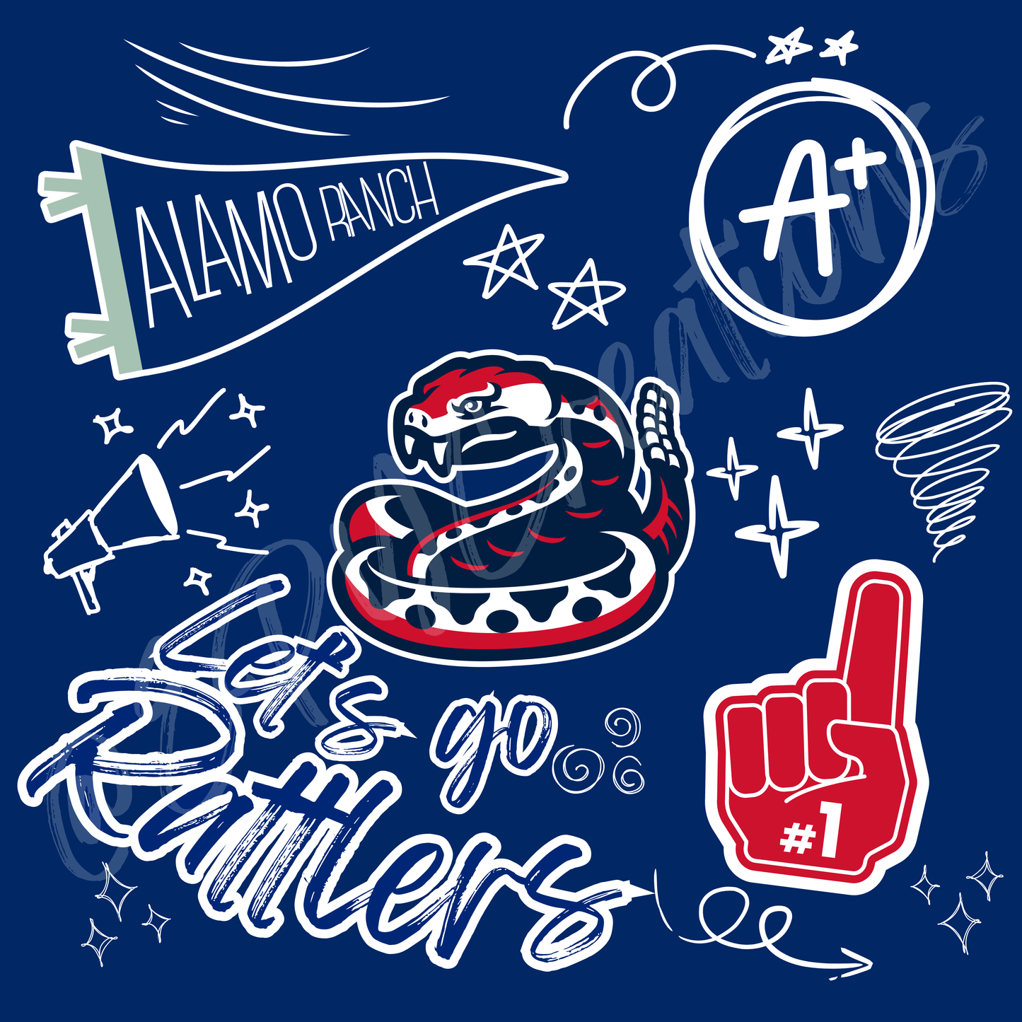 NEW- Doodle Rattler Design Spirit Wear TEES- Alamo Ranch