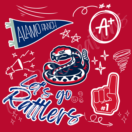 NEW- Doodle Rattler Design Spirit Wear TEES- Alamo Ranch