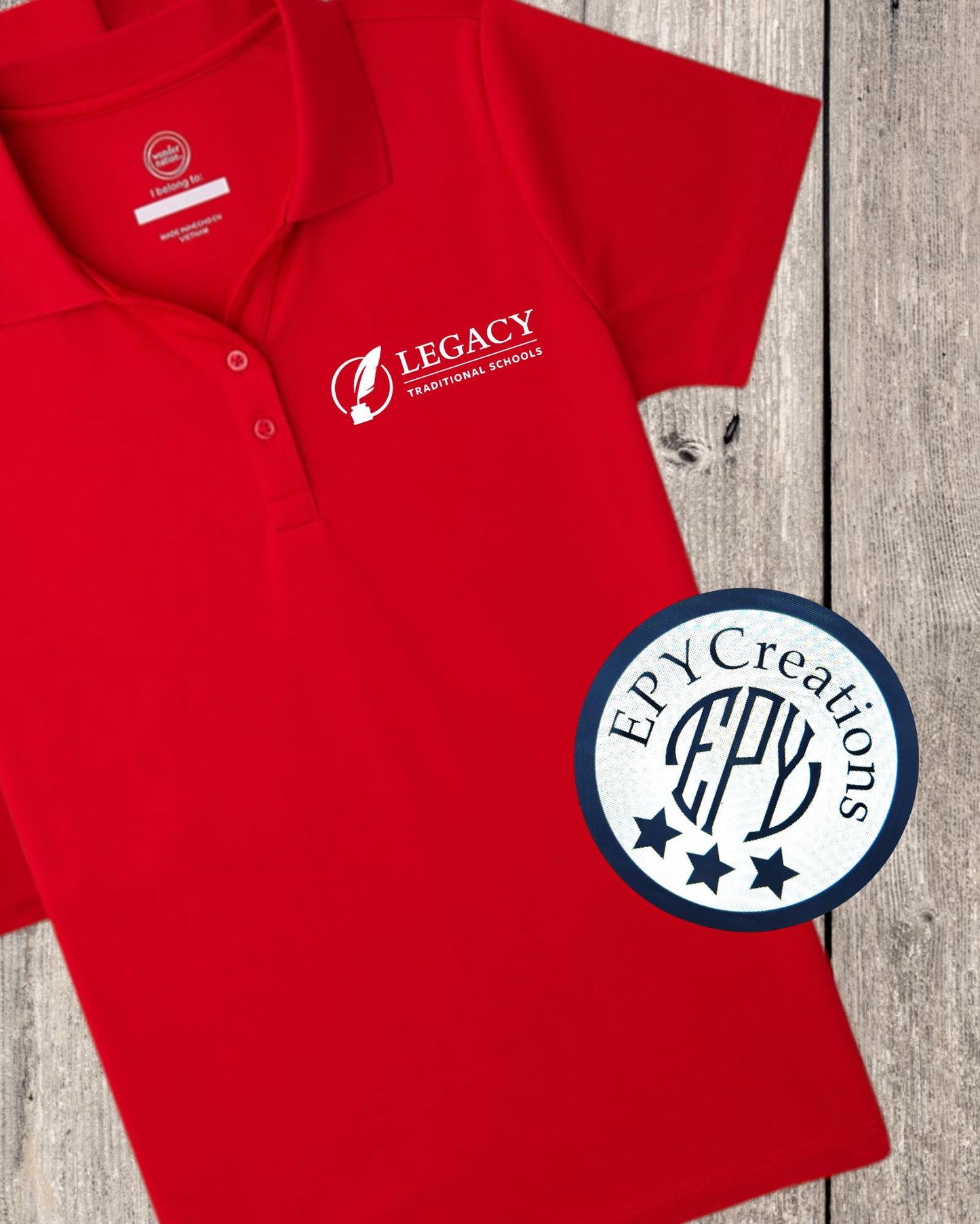 LTS Legacy Logo Polo *GIRLS*- Red & Blue/ White Logo