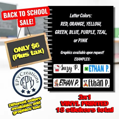 Custom School Vinyl Stickers / Labels