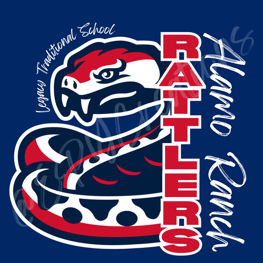 NEW- Vertical Rattler Design Tees-Alamo Ranch