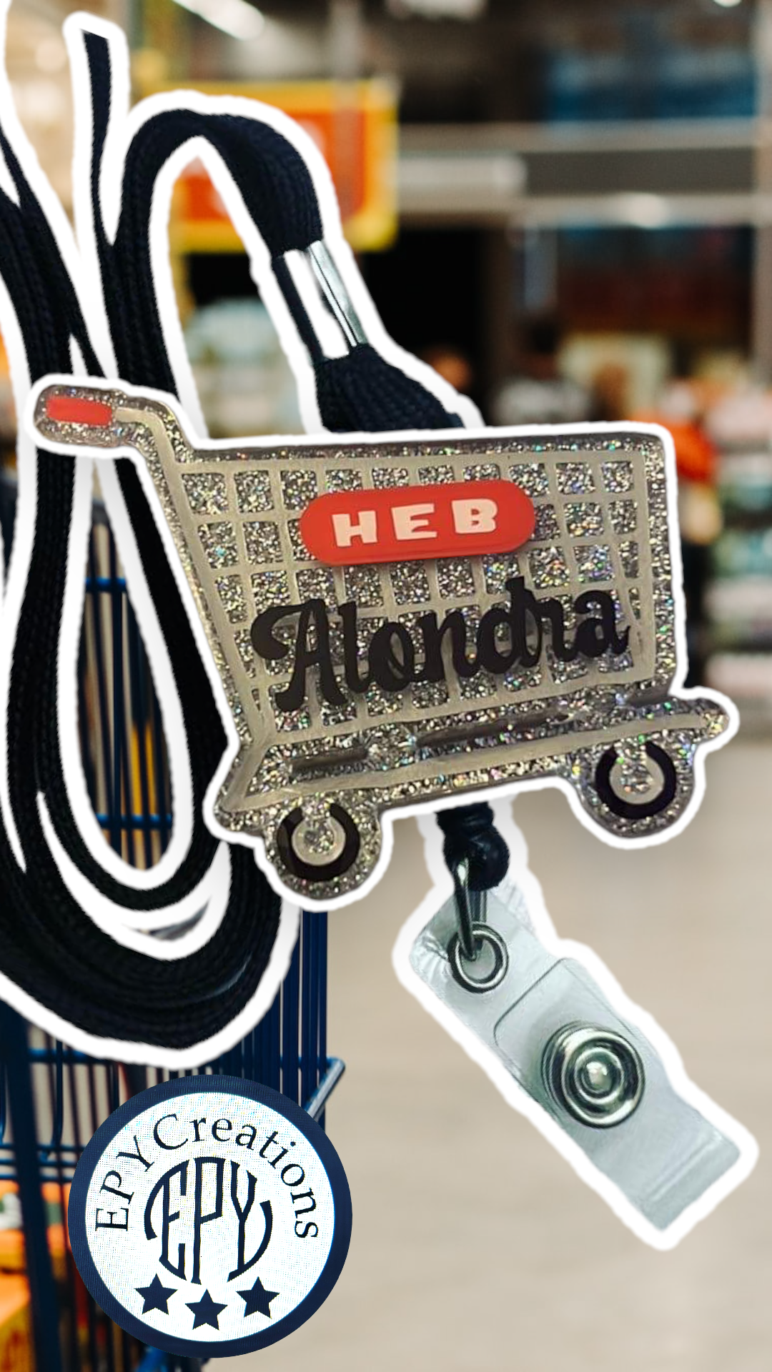 Store Cart Acrylic Badge Reel