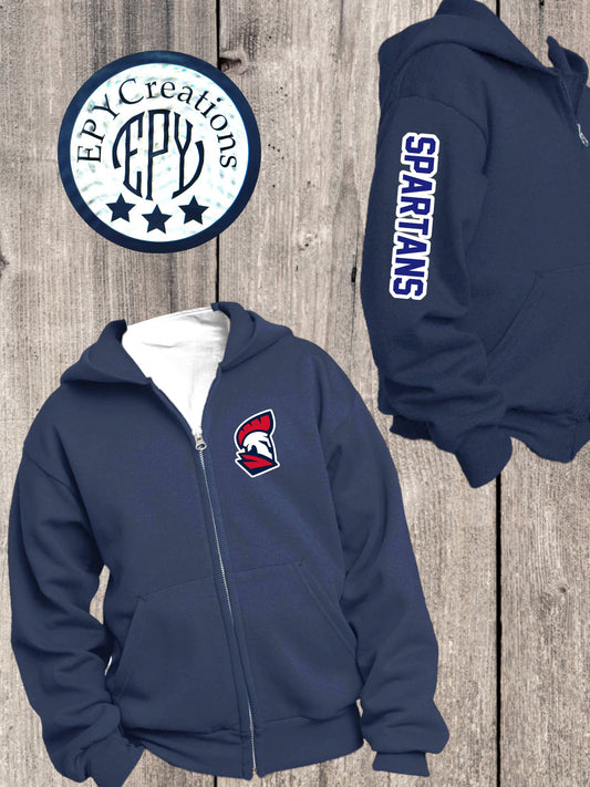 LTS Spartan Legacy Sleeve Zip Up Hoodie Blue