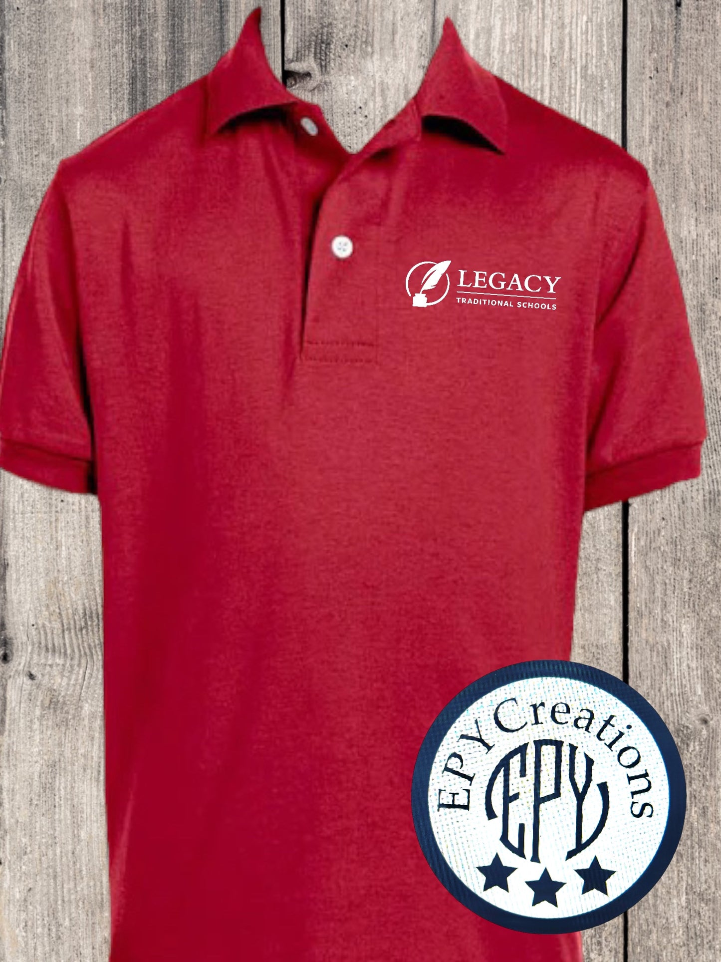 LTS Legacy Logo Polo YOUTH- Red, Maroon, & Blue/ White Logo