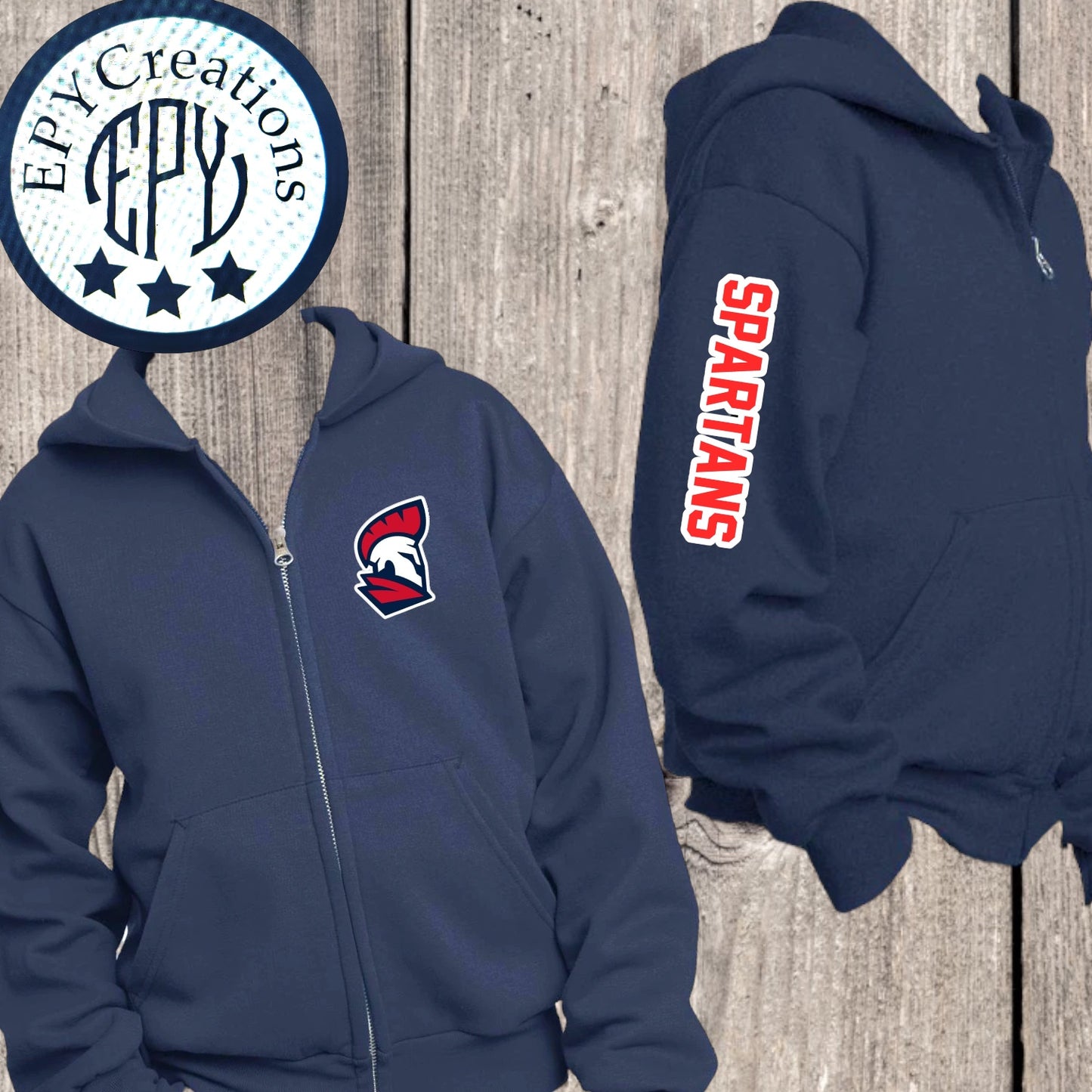 LTS Spartan Legacy Sleeve Zip Up Hoodie Blue